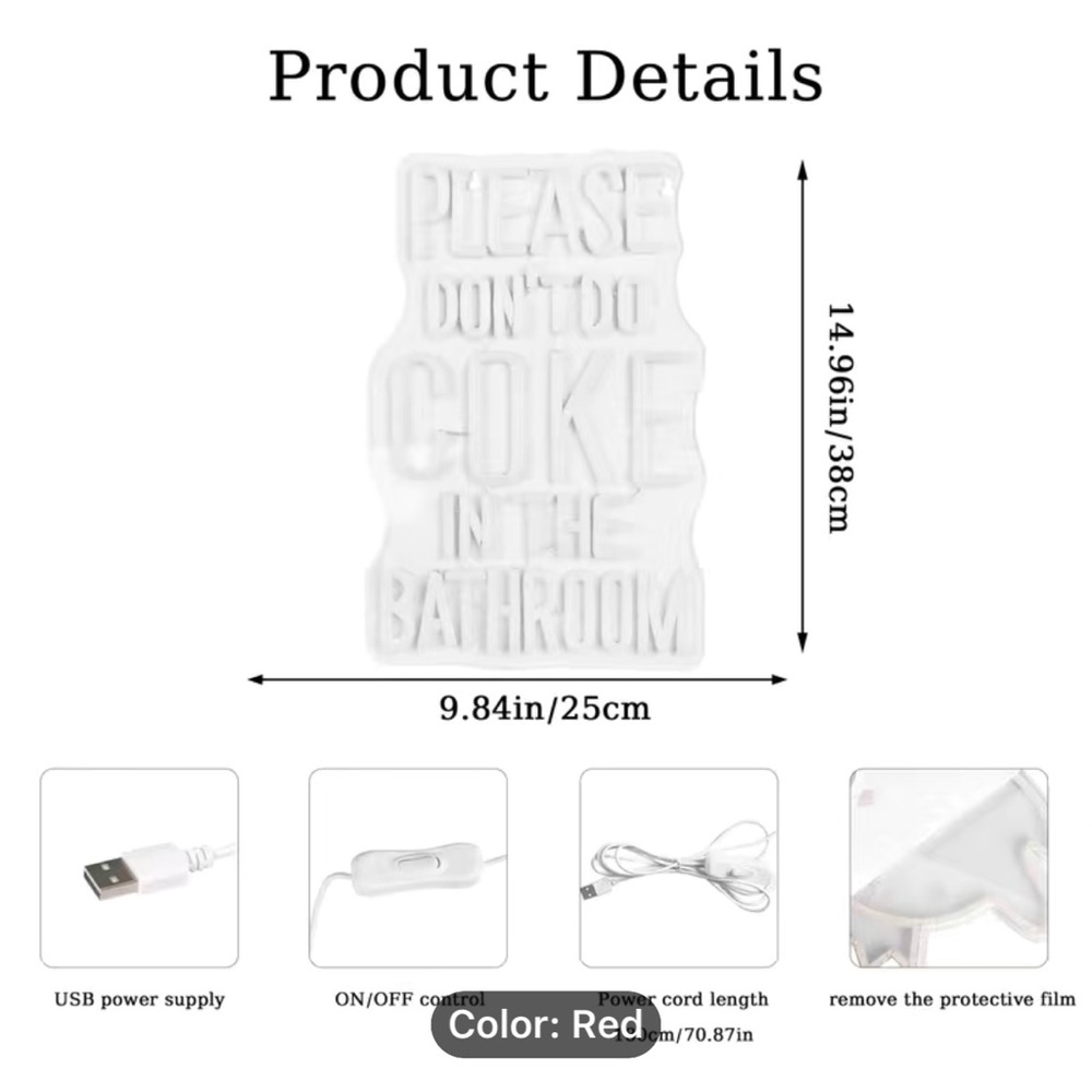 COKE Red LED Neon Sign, USB Light For Home Bathroom
Game Room Bar Store Wall … - Picture 4 of 4
